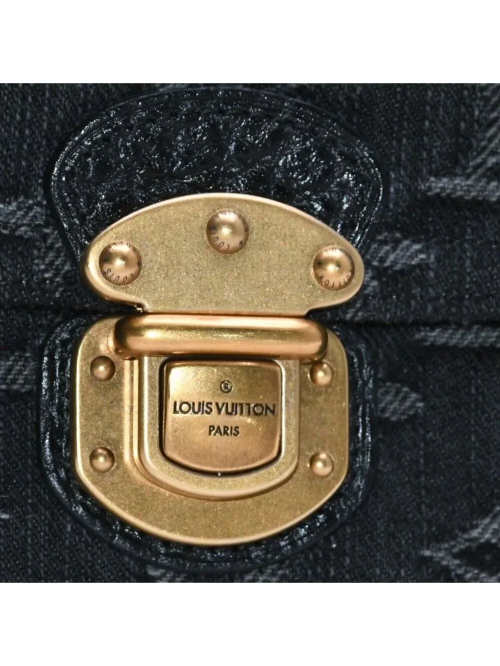 Louis Vuitton Monogram Denim Portefeuille Amelia Trifold Wallet Black Yellow